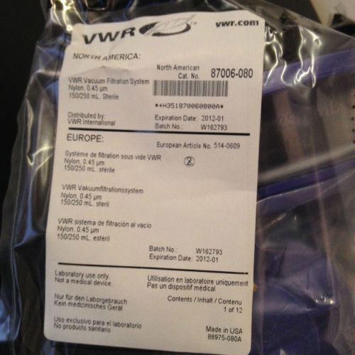 VWR 87006-080 Vacuum Filtration System Nylon 0.45 um, 150/250mL Case of 12