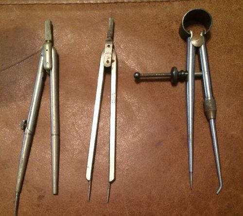 VINTAGE LOT of 3 CRAFTSMAN, GERMANY, NO MARK CALIPER COMPASS SCRIBE MACHINIST