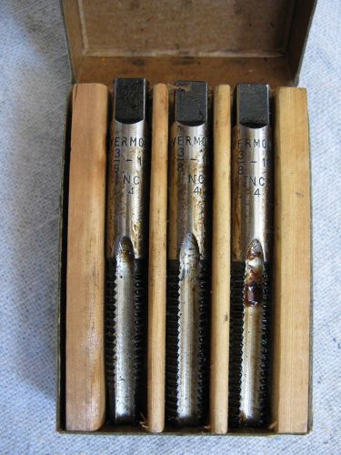 Set Of 3 Vermont Carbon Steel 3/8-16 N.C. 4 Flutes Cut Thread HAND TAPS New USA