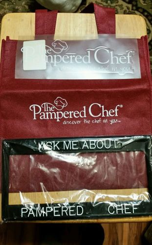 3 pc  consultant lot w/ Pampered chef license plate holder, decal  stick and bag