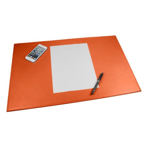 LUCRIN - Office Large Desk Pad 23x15 inches - Smooth Cow Leather - Orange