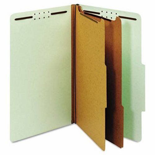 Pressboard Folders, Six Fasteners, 2/5 Cut, Legal, Green, 10 per Box (GLW29076)