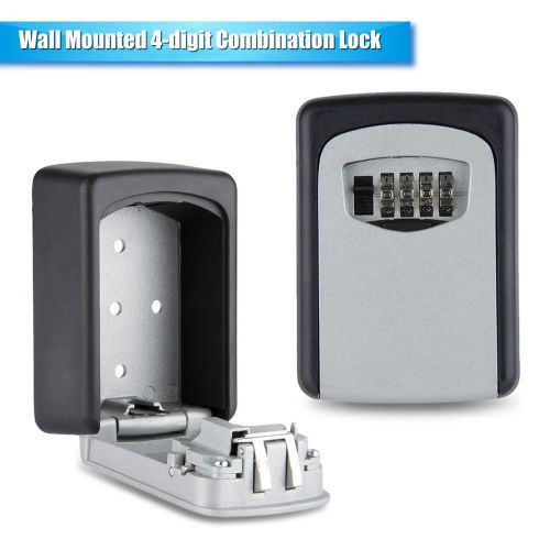 4 Digit Combination Key Locking Storage Box Wall Mounted Home Office Security US