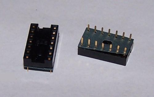 (5 pcs) SAE 14 pin DIP GOLD Lead IC Socket w/Insulator Pad - NEW