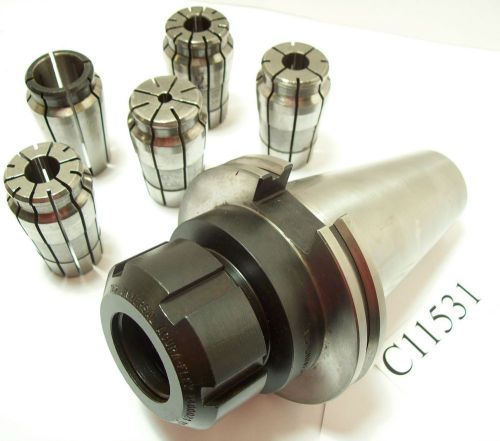 UNIVERSAL ENG CAT50 ACURA FLEX 1&#034; SERIES COLLET CHUCK W/ (5) COLLETS LOT C11531