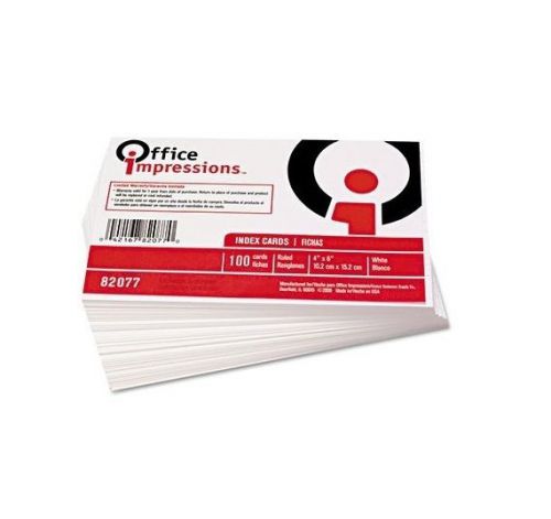 Office Impressions Ruled Index Cards 4&#034; x 6&#034;, 100 Count White 82077 - New Item
