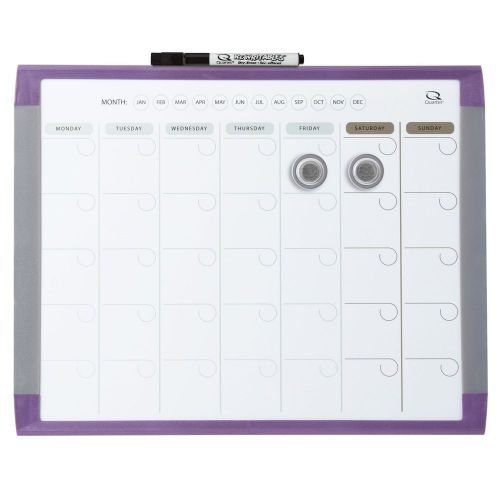 Quartet Magnetic Dry-Erase 1-Month Calendar, 11&#034; x 14&#034;, Purple Frame (QRT51611)