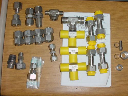 Lot (21) cajon 316 tee union connector fittings parts for sale