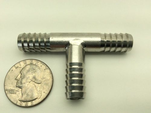 3/8&#034; to 3/8&#034; stainless steel food grade hose barb fitting tee for sale