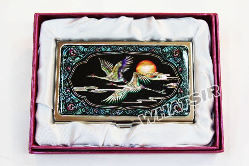 Korean antique business name card holder mother of pearl case crane cloud ds0002 for sale