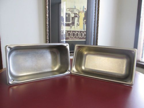LOT OF (2) STAINLESS STEEL STEAM TABLE PANS - 1/3 - SHALLOW - NO RESERVE - HEAVY