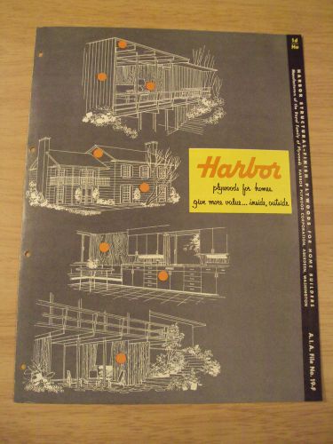 VTG 1950&#039;s Home BUILDING Supply BROCHURE~Harbor Plywood~Ephemera~