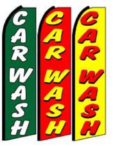 Car Wash, Green Yellow Green Color King Size  Swooper Flag pk of 3 Combo