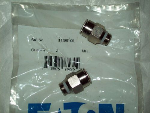 LOT OF 2 EATON 1168PX6 MALE CONNECTOR 3/8 TUBE PUSH-CONNECT 1/4 MALE PIPE