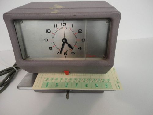 SIMPLEX HEAVY-DUTY Manual Time Recorder Time Clock Grey Model JCG14R4 w/ KEY