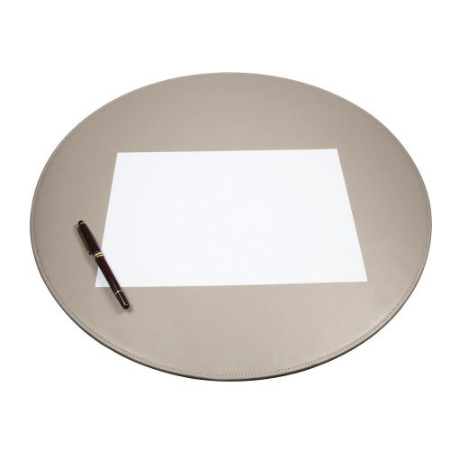 Round Desk Mat (Diameter 19.7&#039;&#039;) - Light Taupe - Smooth Leather