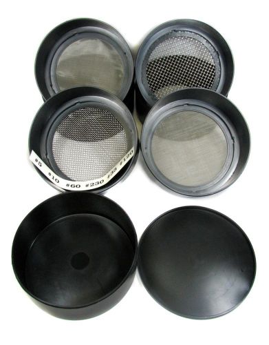 Set of 6 stackable metal screened sieves w/collection tray for sale