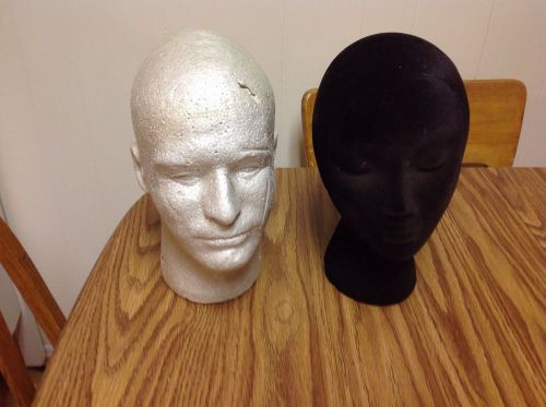 Lot female male foam black velvet mannequin head display retail wig hat glasses for sale