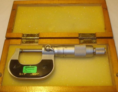 FOWLER 1 IN MICROMETER W/ CARBIDE FACES .0001 GRADS RATCHET STOP LOCKING LEVER
