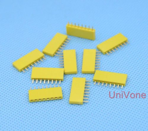.100&#034; pin header female 1x8pin pcb receptacle yellow x25pcs for sale