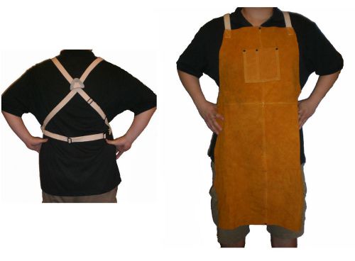 Welding Leather Long Apron 36&#034; golden brown with Kelvar thread