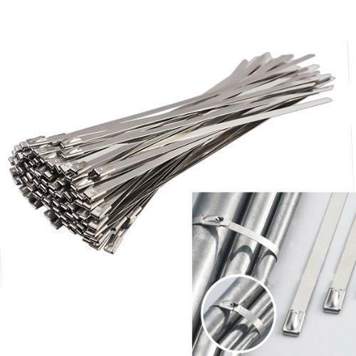 Vktech 100pcs 11.8 Inches Stainless Steel Exhaust Wrap Coated Locking Cable New