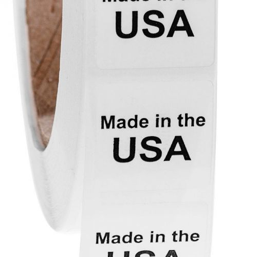 Made in the USA - Oil-proof country of origin labels - 1&#034; x 1&#034; Black text