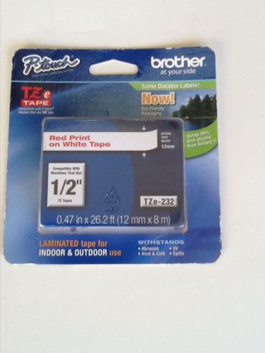 Brother P-Touch TZe-232 1/2&#034; (red on white tape)