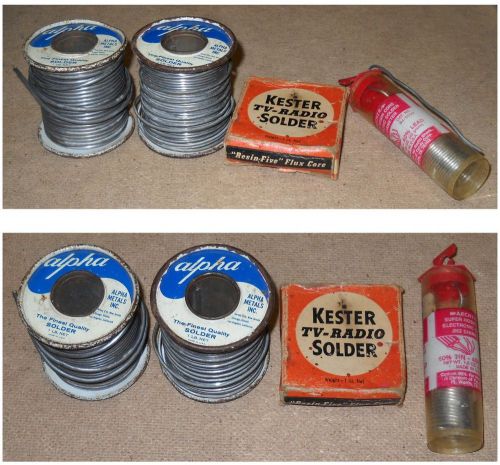 Lot #3 - four spools (nearly 2 pounds) vintage wire solder - alpha,kester,archer for sale