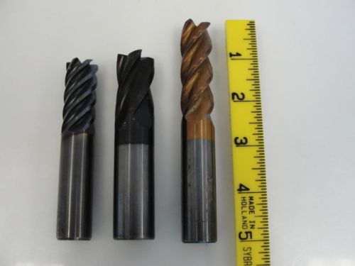 Lot of 3 Used Carbide end mills, USA Made