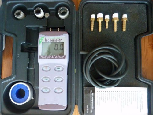 8230 Digital Manometer Differential Air Pressure Meter Gauge Tester free adapter