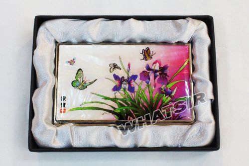 Korean antique business name card holder mother of pearl case butterfly ds0001 for sale