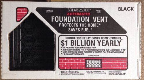 Solar Tek Automatic Foundation Vent, Black, New