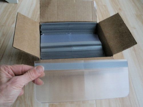 CLEAR Vinyl/plastic HINGED PALLET label  TAGS -box of 100 -  7-1/2&#034;x 3-1/4&#034; New