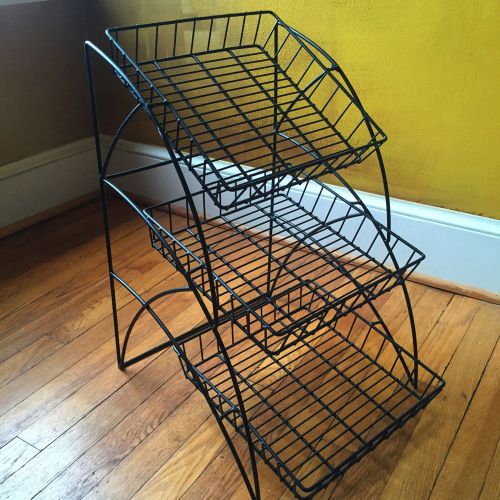 3-Tiered Wire Shelving Display Rack for Tabletop Use - Black
