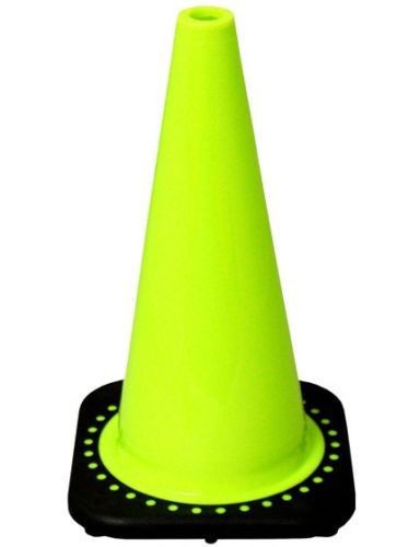28&#034; Lime Safety Traffic PVC Cones 8/Pkg, Wide Body, Black Base