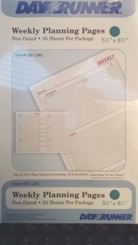 DAY RUNNER  Weekly Planning Pages *Non Dated 30 Sheets 061-240 5.5&#034; X 8.5&#034; NEW