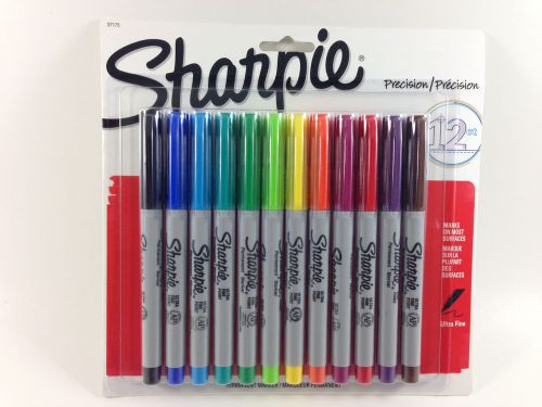 Sharpie Permanent Markers Ultra Fine Point 12 Assorted Colors Non Toxic Ink-
							
							show original title