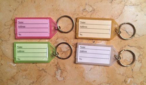 4x Colorful Plastic Keychain Key Tags ID Label Name