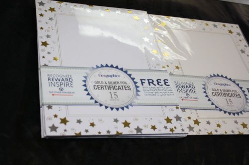 Geographics Gold&amp; Silver  Foil Paper Certificates 8-1/2 x 11 Star border 45 page