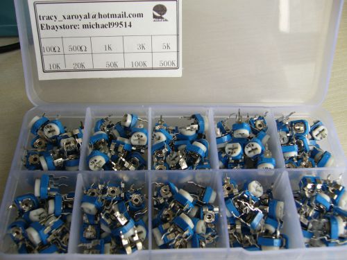 200pcs 10value Trimpot Trimmer Pot 6mm Variable Resistor Assortment Box Kit