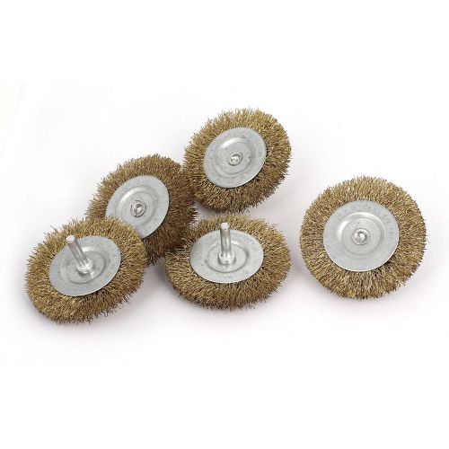 5pcs 6mm Shank 75mm Dia Crimped Steel Wire Wheel Polishing Brushes 35mm Long