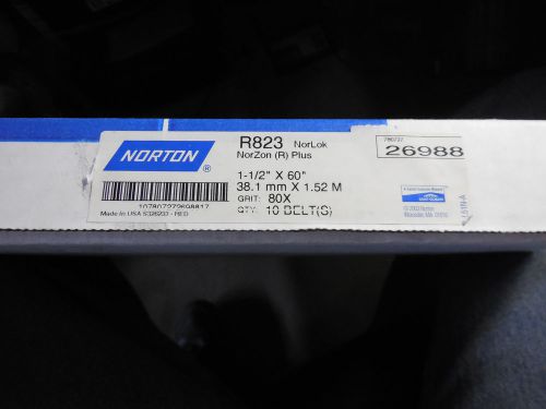 NORTON R823 80 GRIT 1-1/2 X 60 SANDING BELTS BOX OF 10