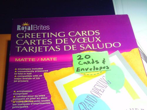 20 New Royal Brites Greeting Cards with Envelopes  8.5 x 11 inch