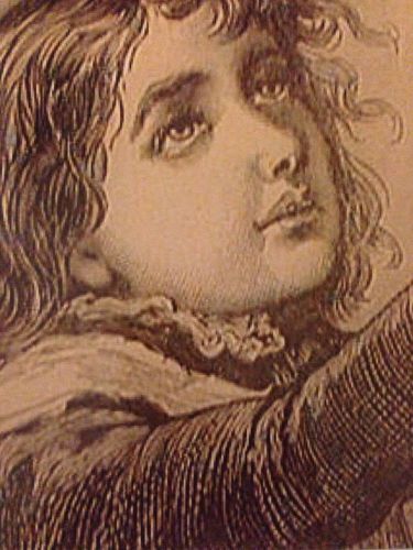 Young Girl Chatterbox Engraving 1881 Large One Of A Kind Heat Transfer
