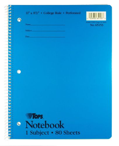 TOPS Wirebound Notebook College Rule, 80 Sheets - Blue