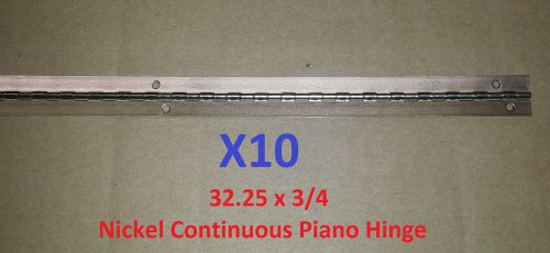 10 pc lot-nickel plated continuous piano hinge 32.25 x .75 cabinet/door/boat/fur for sale