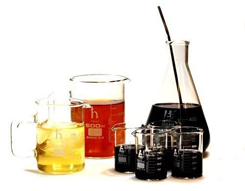 Hbarsci premium laboratory glass bar set- (4) beaker shotglasses, (1) 16.9oz for sale
