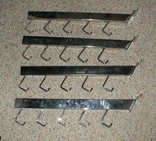 Lot-4 Chrome Slatwall 5-Hook Waterfall Faceout Square Tube Fixture J-Hook Arms