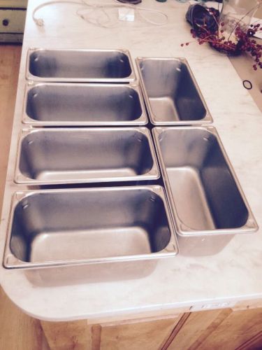 6 Stainless Steel 1/3 Steam Table Pans NSF Super Pan1. Six Quarts 6&#034; Deep